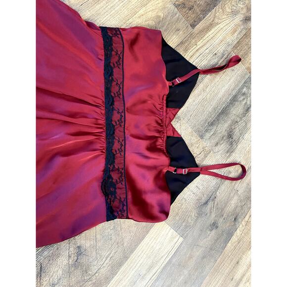 Vintage Romantic Goth Red Satin Lace Babydoll Cami Women's M - Picture 7 of 10